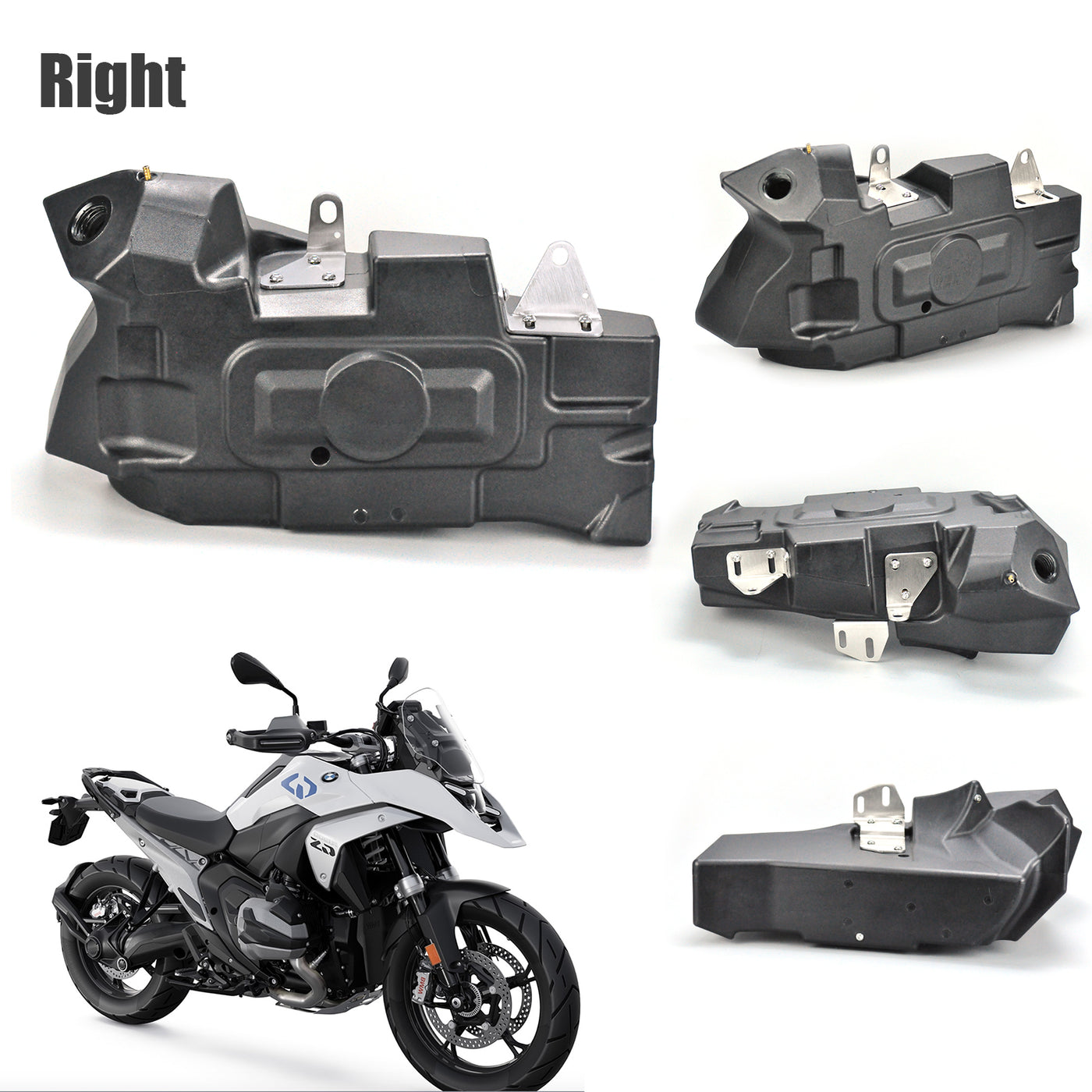 BMW Motorcycle Auxiliary Fuel Tank Made of PE Material for BMW R1300GS (15L) Two tanks Each tank is 7.5L Gas Tank Fits Tourateck/ Loboo Racks Make a Note for Brand Racks If R1300GS Adventure, Contact Us First.