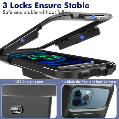 Waterproof Motorcycle Phone Holder with Wireless Charging