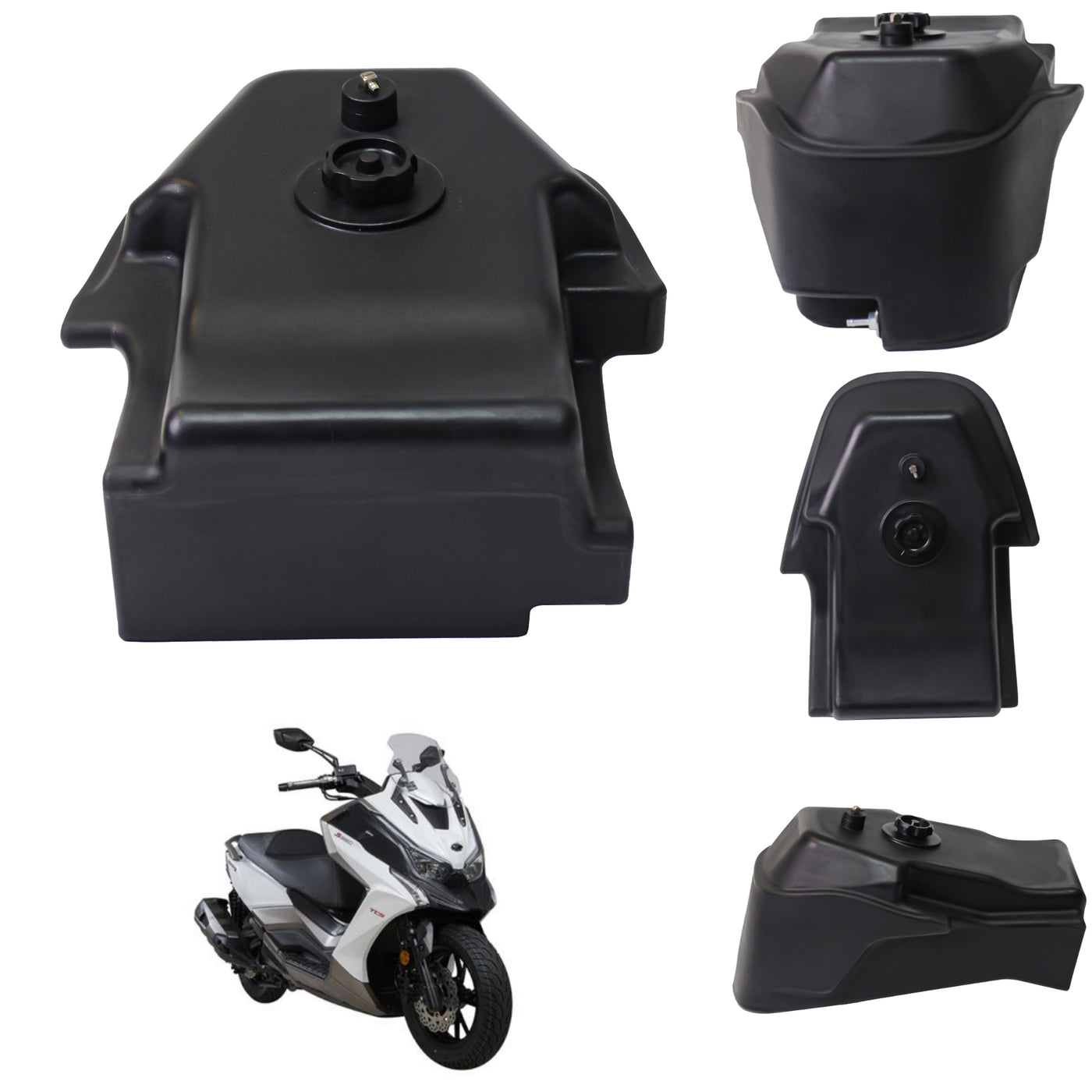 KYMCO Motorcycle Auxiliary Fuel Tank Made of PE Material for Rowing S350 (17.32x12.20x11.81 inches, 13L)