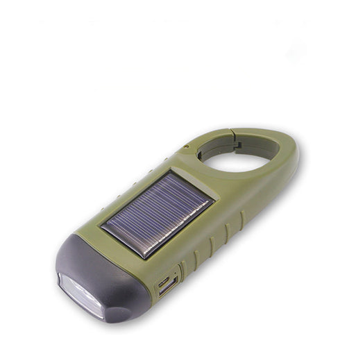 Hand Crank Solar Rechargeable USB Rechargeable Flashlight