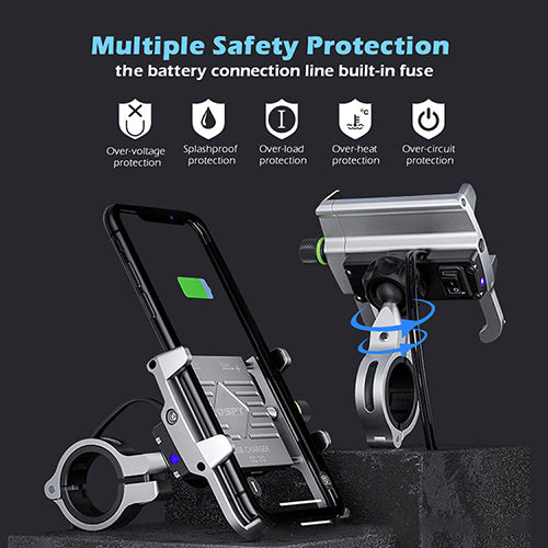 With USB Charging Univeisal Motorcycle Phone Holder